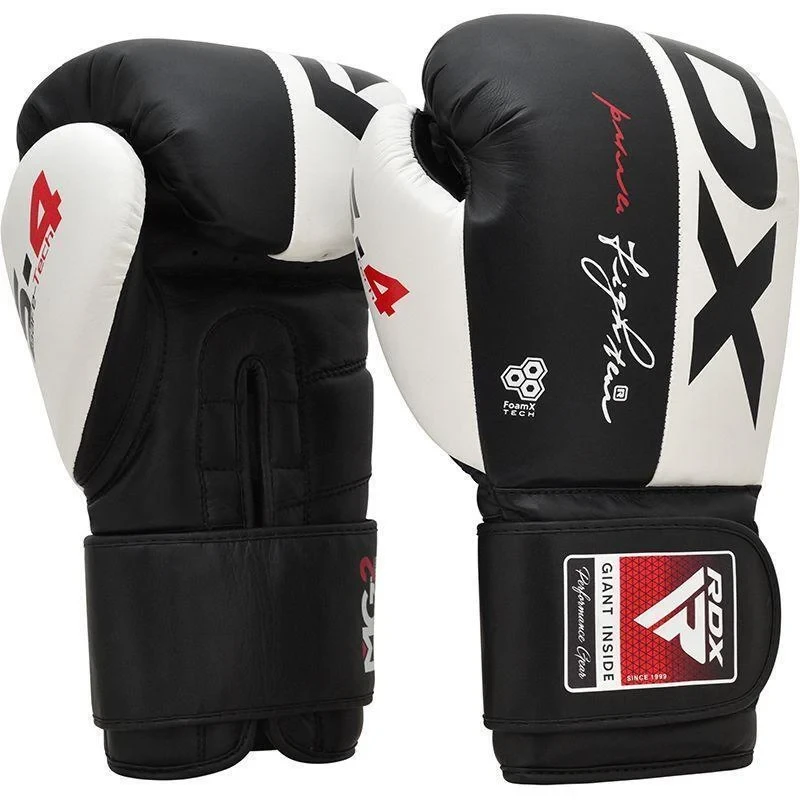 Боксерські рукавиці RDX F4 Boxing Sparring Gloves Hook & Loop WHITE/BLACK 10 унцій, фото 1
