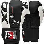 Боксерські рукавиці RDX F4 Boxing Sparring Gloves Hook & Loop WHITE/BLACK 10 унцій, фото 2