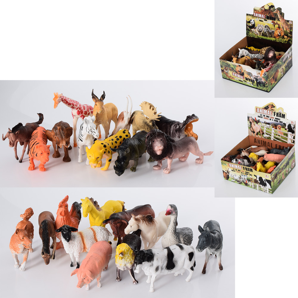 Фігурка тварина, 2 види (дикі/домашні), 12 шт. (12 видів) на дисплеї LD-608-609, фото 1