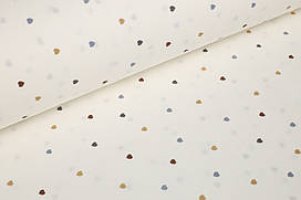 Ранфорс Дрібні сердечка сірі, коричневі, гірчичні на білому