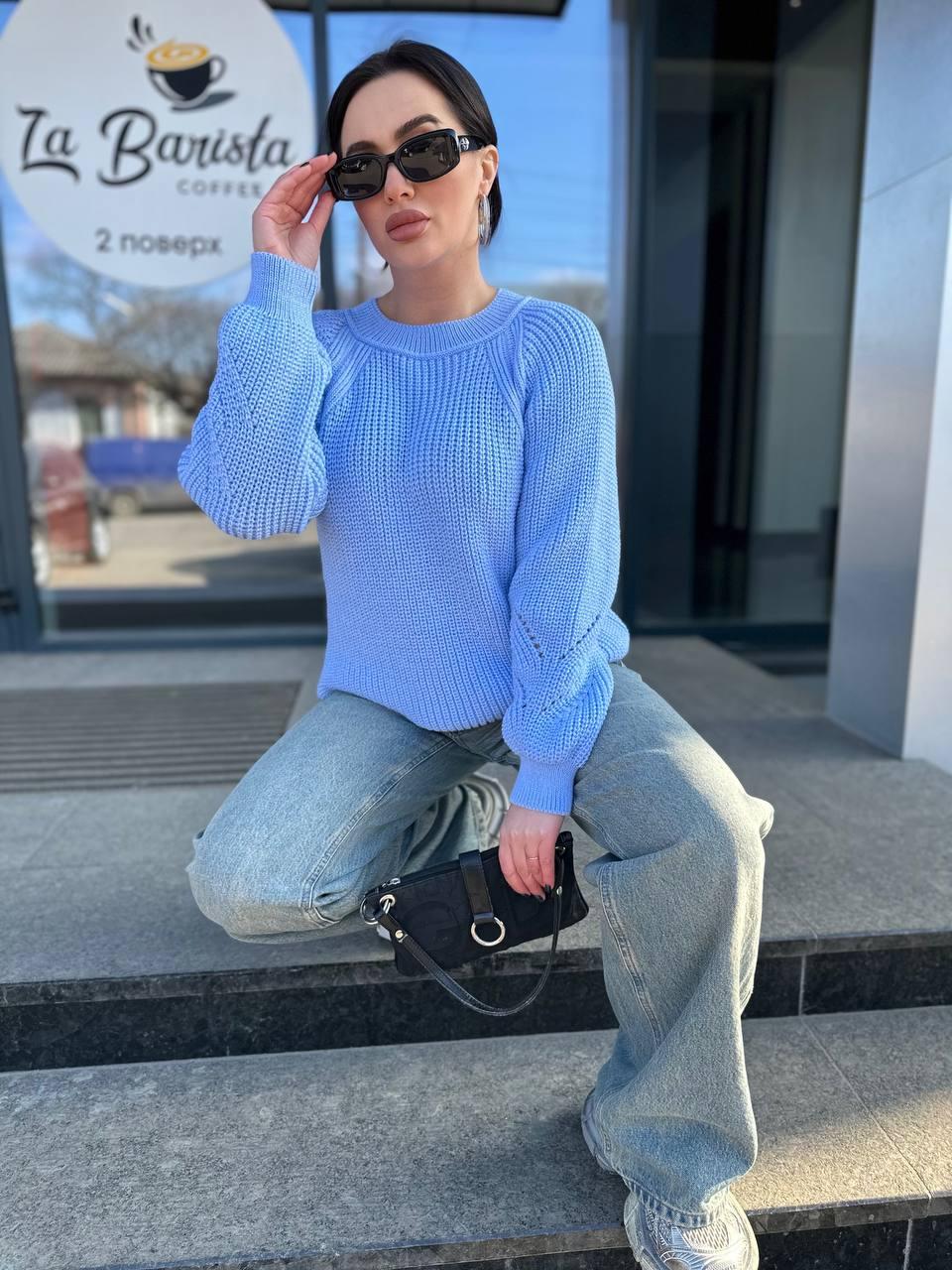 Вільний жіночий теплий светр вовна, фото 1