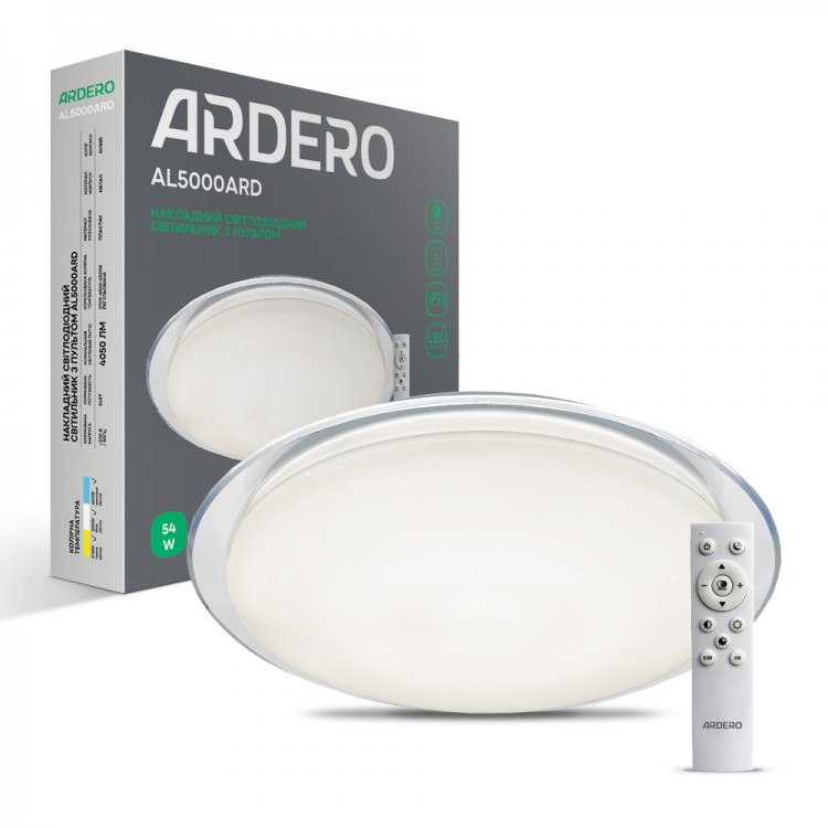 Стельовий LED світильник AL5000 ARD STARLIGHT 54W Ardero (Feron) 2700K-6500K з пультом ДУ Ø460*73mm круглий 4050Lm