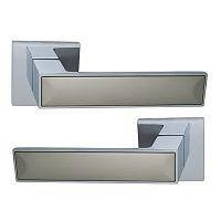 Дверні ручки Genrich хром/чорна всиавка, хром/матовий нікель вставка, хром/біла вставка