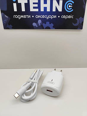 Мережевий ЗП XO L112 Type-C QC18W зі світлодіодом (Білий), фото 3