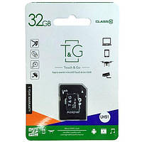 Карта пам'яті Micro SD 32Gb T&G Class 10 з адаптером (UHS-1)