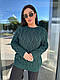 Теплий жіночий в'язаний светр із візерунком коса шерсть, фото 3