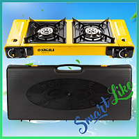 Міні плита газова настільна двоконфорочна під балон портативна переносна туристична в кейсі