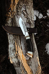 Ніж ручної роботи для полювання та риболовлі туристичний «Тигр #12» зі шкіряними піхвами сталь 95х18/58 HRC