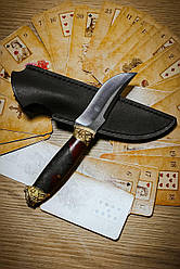 Ніж ручної роботи «Фартовий #4» з шкіряними піхвами сталь N690/61 HRC.