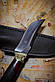 Ніж ручної роботи «Фартовий #4» з шкіряними піхвами сталь N690/61 HRC., фото 2