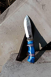 Мисливський ніж ручної роботи туристичний «Тигр #14» зі шкіряними піхвами сталь 95х18/58HRC.