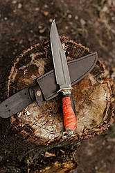 Ніж ручної роботи «Вульф #1» з піхвами зі шкіри сталь Х12МФ/60 HRC.