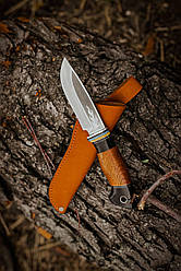 Ніж ручної роботи «Вогненний #1» зі шкіряними піхвами сталь 95Х18/58 HRC.