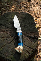 Ніж ручної роботи для полювання та риболовлі туристичний «Охотник #16» зі шкіряними піхвами сталь р6м5/60 HRC.