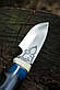 Ніж ручної роботи для полювання та риболовлі туристичний «Охотник #16» зі шкіряними піхвами сталь р6м5/60 HRC., фото 2