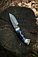 Ніж ручної роботи для полювання та риболовлі туристичний «Охотник #16» зі шкіряними піхвами сталь р6м5/60 HRC., фото 4