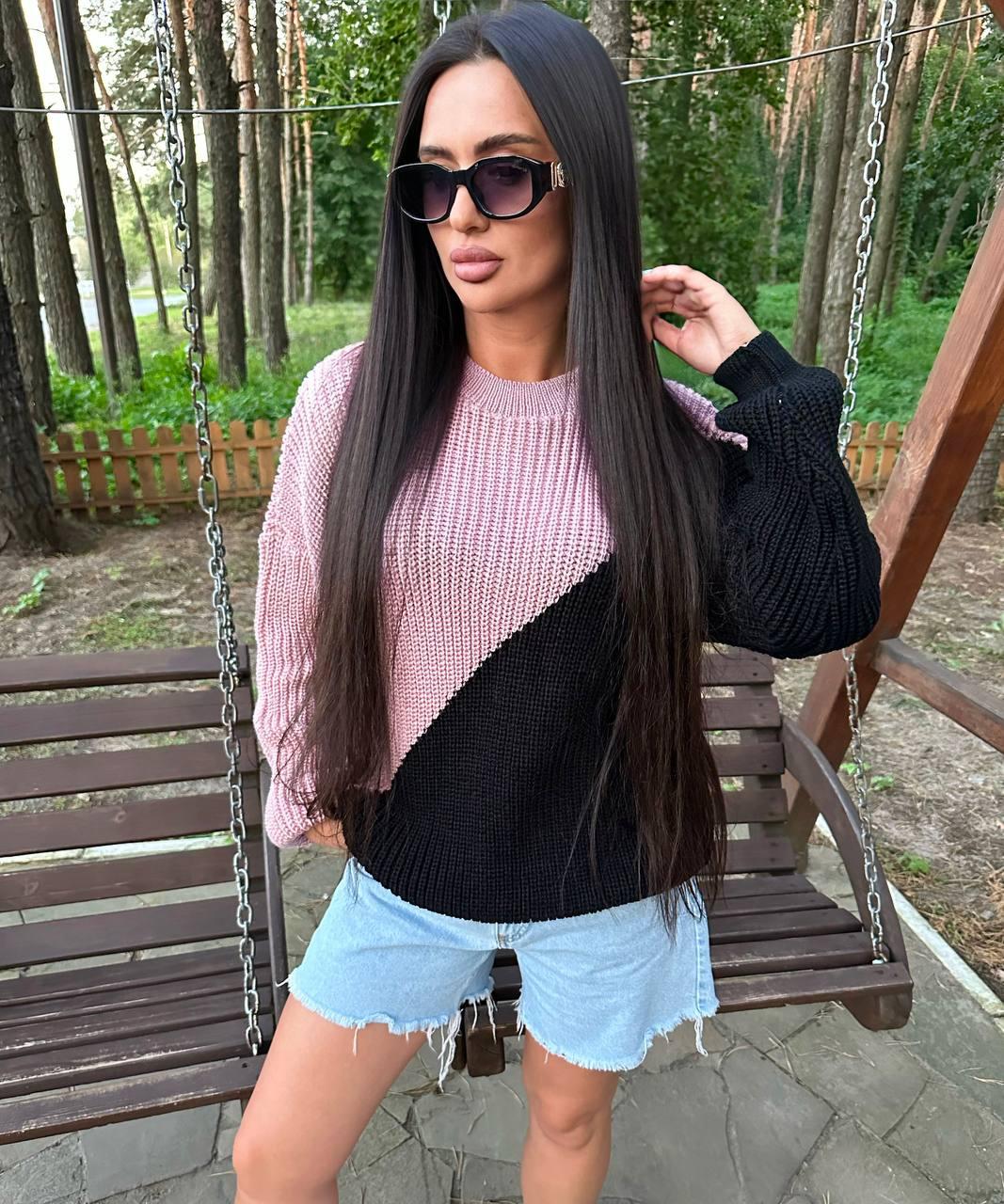 Светр теплий вільний жіночий напіввовна два кольори, фото 1