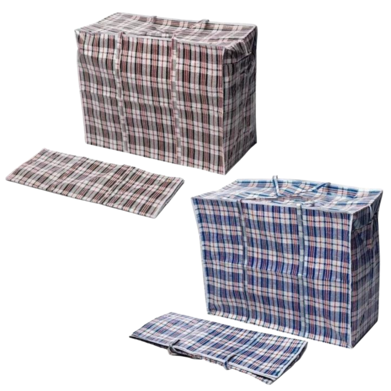 Сумка картата господарська поліпропіленова №7 60х79x28 см сумка на блискавці клітинка, фото 1