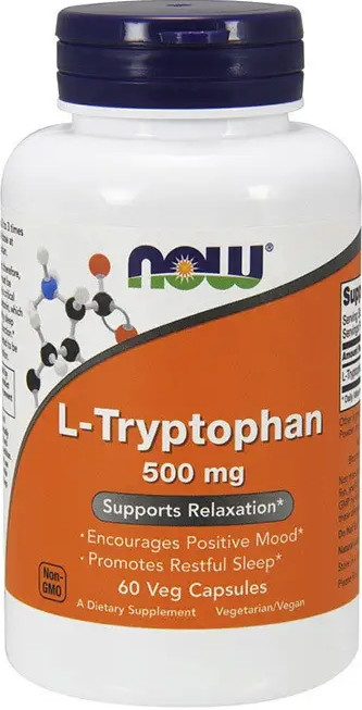 Триптофан NOW Foods L-Tryptophan 500 мг 60 капсул