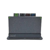 Набір із чотирьох обробних дощок MR-1787G дошки обробні пластикові на підставці Кухонна качар Сірий