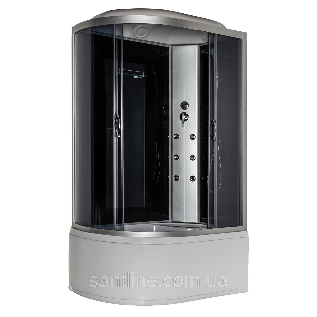 Гідробокс асиметричний 81 R RC 120х80 правий гідромасажна кабіна Vivia на глибокому піддоні сіре скло, фото 1