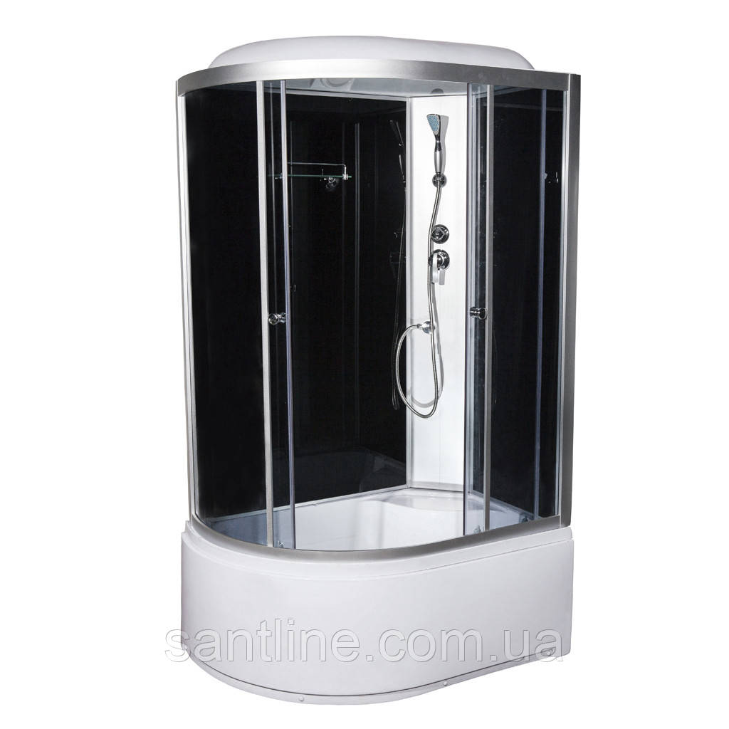 Гідробокс асиметричний 81 BF R RC 120х80 правий гідромасажна кабіна Vivia на глибокому піддоні сіре скло, фото 1