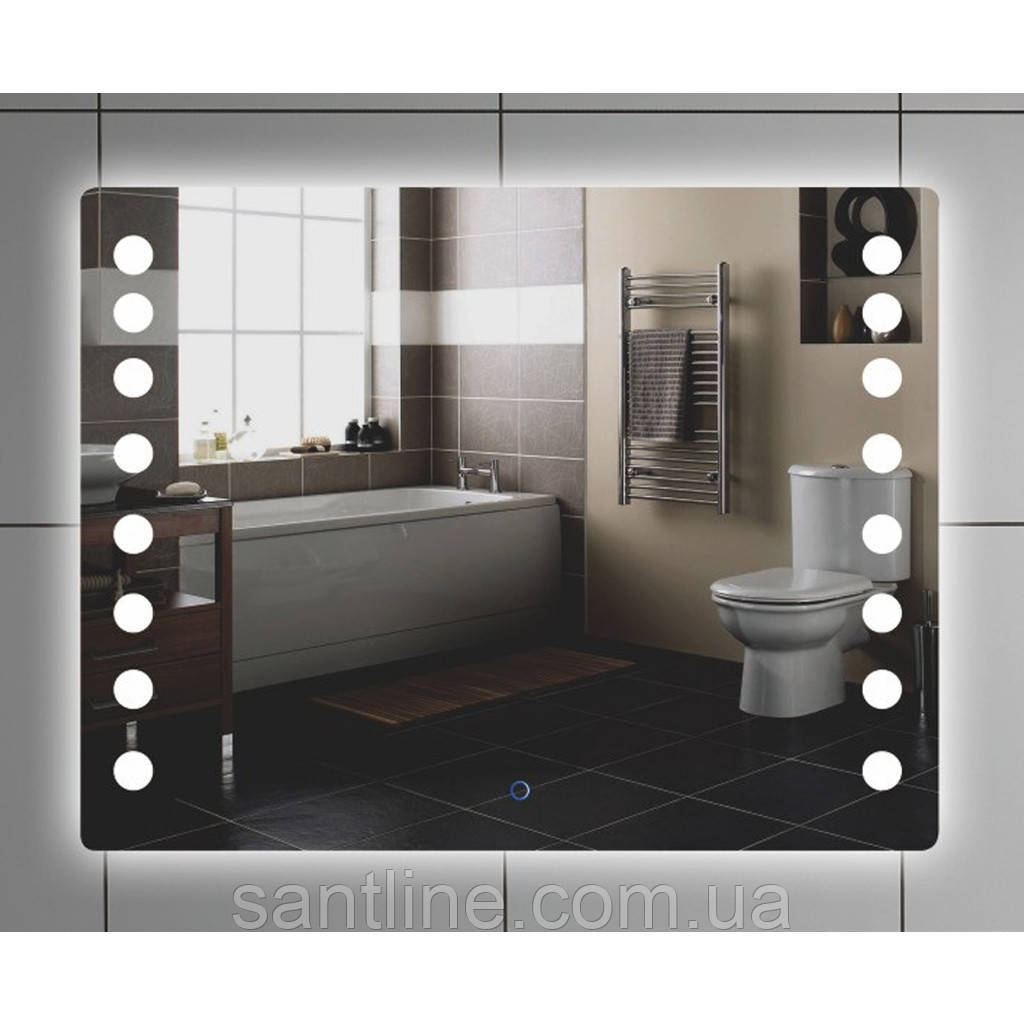 Дзеркало з LED підсвічуванням 80х60 см квадратне для ванної кімнати 162, фото 1