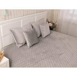 Покривало Руно двостороннє декоративне Velour Grey ромб 220х240 см 330.55_Grey ромб smart