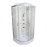 Гідромасажний бокс TKF 90-1 WG 90х90x215 см напівкруглий низький піддон матові розсувні двері сірий профіль, фото 2