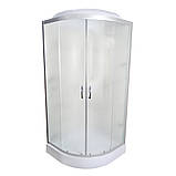 Гідромасажний бокс TKF 90-1 WG 90х90x215 см напівкруглий низький піддон матові розсувні двері сірий профіль, фото 3