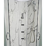 Гідромасажний бокс TKF 90-1 WG 90х90x215 см напівкруглий низький піддон матові розсувні двері сірий профіль, фото 4