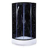 Гідромасажний бокс TKF 90-1 BG 90х90x215 см напівкруглий середній піддон розсувні двері чорний профіль, фото 2