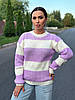 Теплий жіночий светр у смужку в'язання, фото 7
