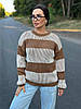 Теплий жіночий светр у смужку в'язання, фото 8