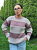Теплий жіночий светр у смужку в'язання, фото 10