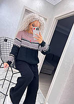 Крутий жіночий светр теплий із візерунком напіввовна, фото 2