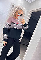 Крутий жіночий светр теплий із візерунком напіввовна, фото 5