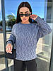 Теплий жіночий в'язаний светр із візерунком коса шерсть, фото 6