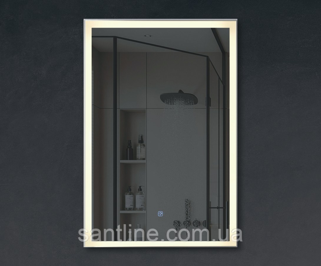 Дзеркало з LED підсвічуванням 60х80 см  прямокутне для ванної кімнати 321, фото 1