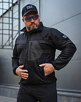 Кофта фліс соти Гексагон на блискавці чорна