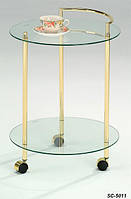 Сервировочный столик SC-5011, стеклянный сервировочный столик на колесиках