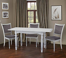 Класичний обідній кухонний розкладний стіл 120х80 см білий з патиною дерев'яний для кухні їдальні Венеція