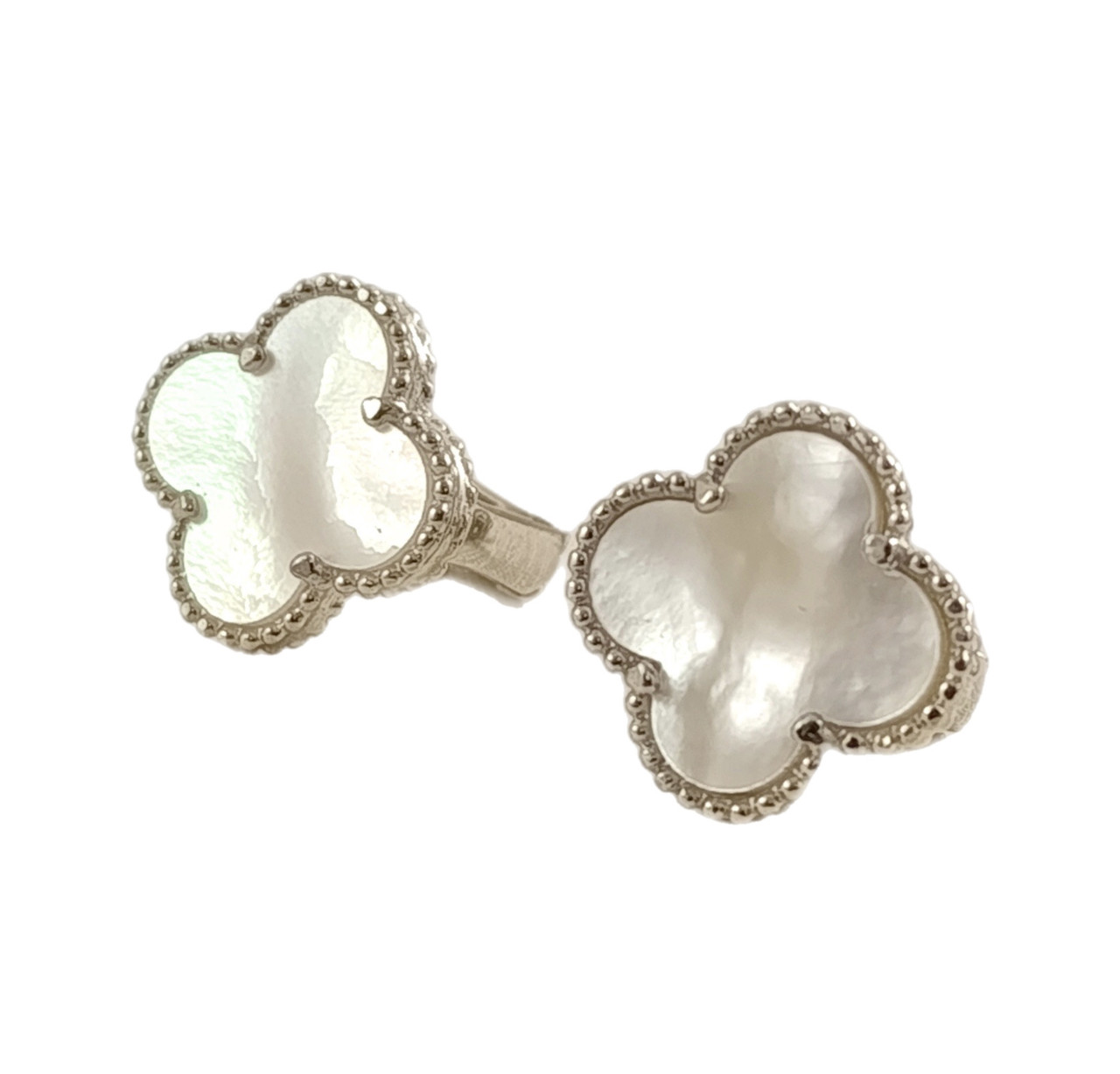 Срібні сережки з перламутром "Клевер" (Арт.22111460034), фото 1