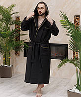 Натуральный премиум вафельный турецкий банный мужской халат с капюшоном, халат мужской для бассейна art