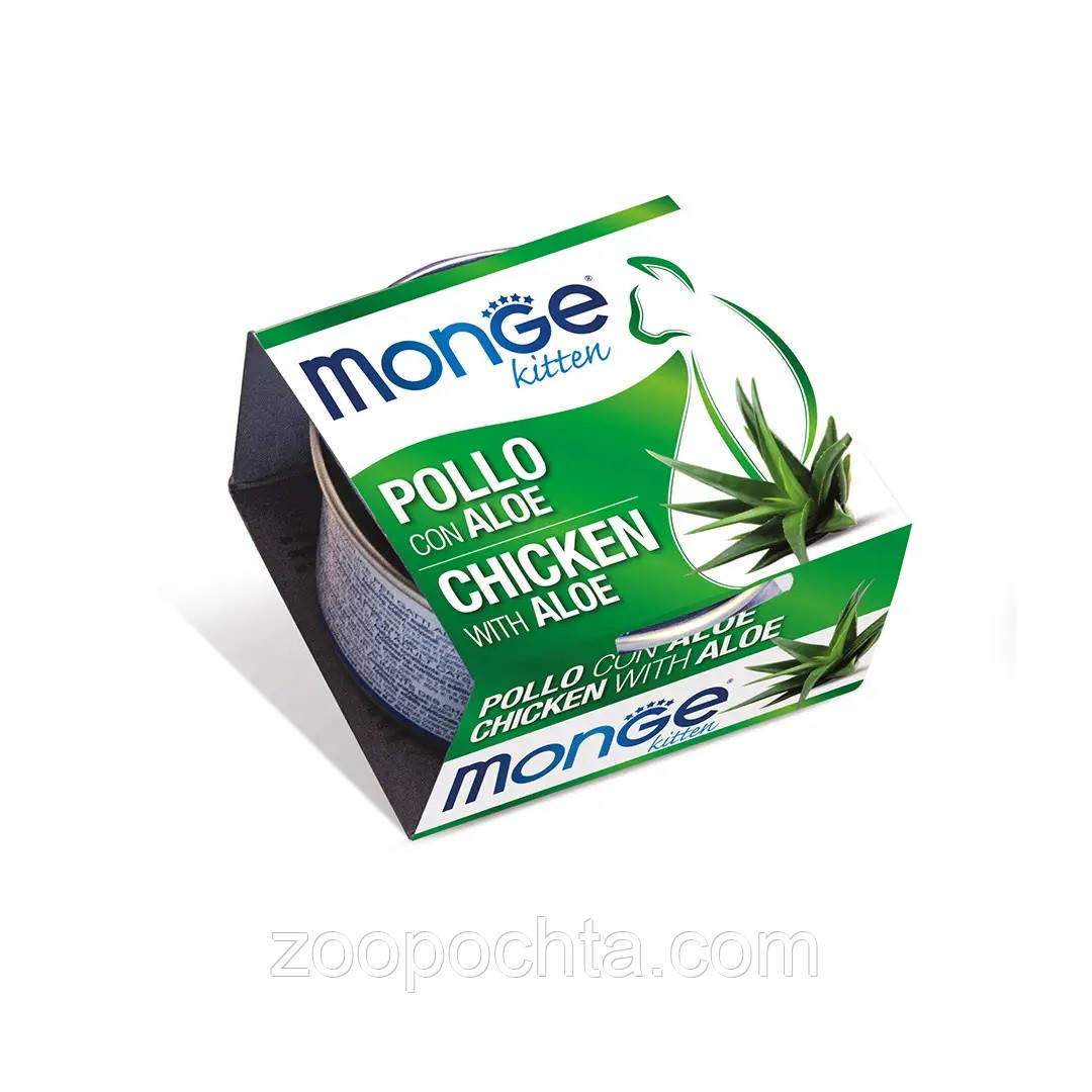 Вологий корм для кошенят Monge (Монж) Fruits Chicken with Aloe з куркою та алоє 80 гр 24 шт