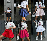 Червона коротка жіноча спідниця-балон із котону, фото 10