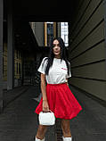 Червона коротка жіноча спідниця-балон із котону, фото 2