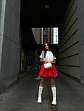 Червона коротка жіноча спідниця-балон із котону, фото 5