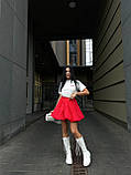 Червона коротка жіноча спідниця-балон із котону, фото 6