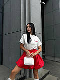 Червона коротка жіноча спідниця-балон із котону, фото 8